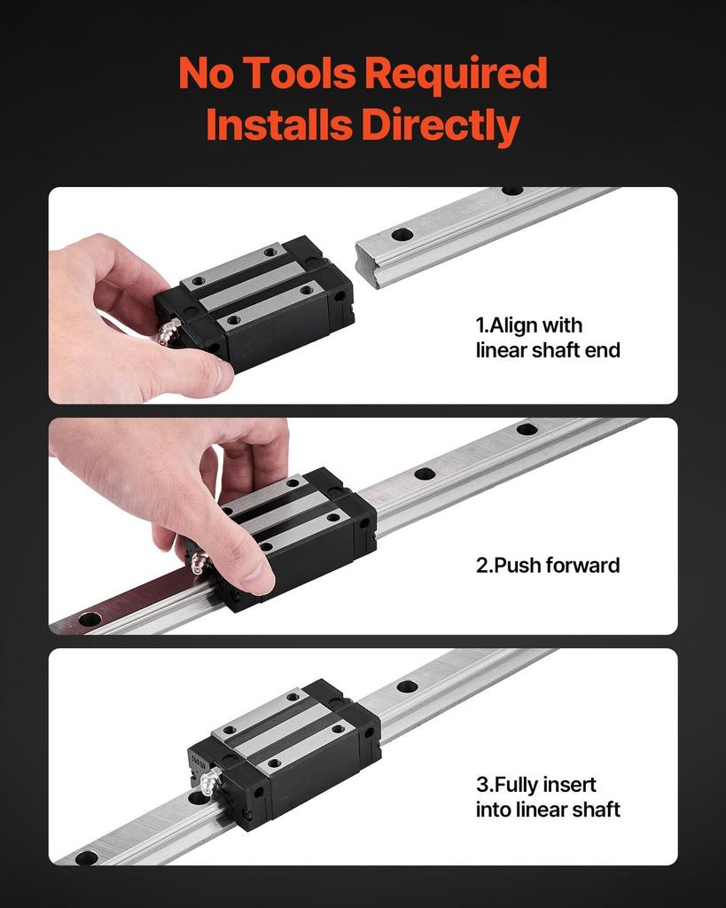 Linear Rail Guide Kit, HGR20, 2Pcs 1000 mm (39.4 inch) Linear Motion Rails and 4Pcs Bearing Slide Blocks, Anti Rust and High Precision Kit, for DIY,