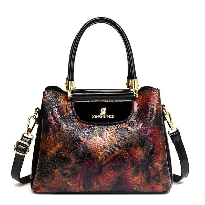 Women's Retro Hollow PU Leather Tote Bag Fashion Hundred Senior Sense Crossbody Bag Retro Satchel Handbag Tote Bag