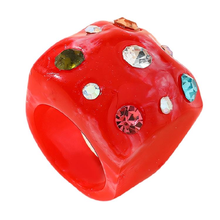 Contemporary Resin Cocktail Ring Featuring 3D Wrinkled Design And Brilliant Crystal Embellishments Finger Accessory