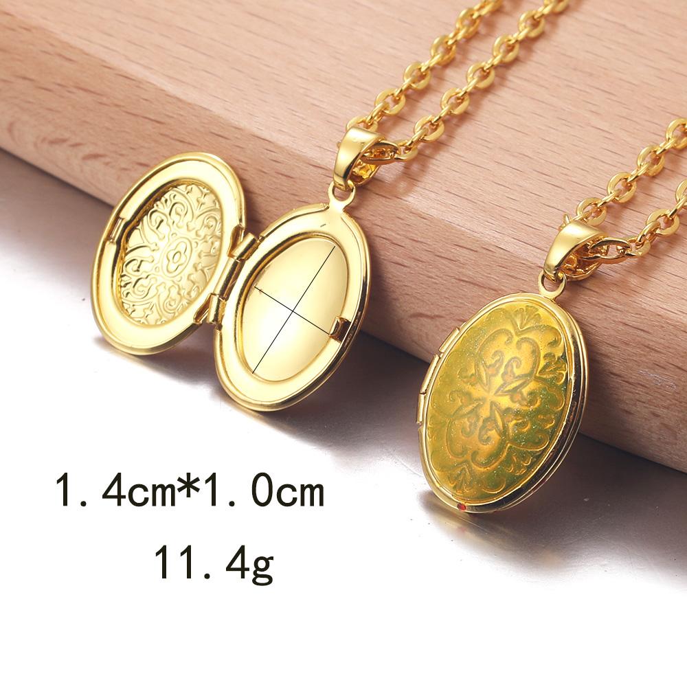 Golden Locket Pendant Mood Necklace Emotion Women Men Lovers Photo Frame Box Choker Necklaces Fashion Love Enamel Jewelry