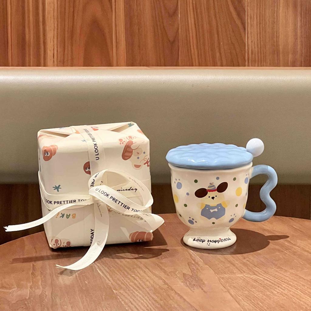 Girls' Heart Cute Rabbit Cup for Girls' Birthday Gift Souvenir High-value Ceramic Mug with Lid Spoon
