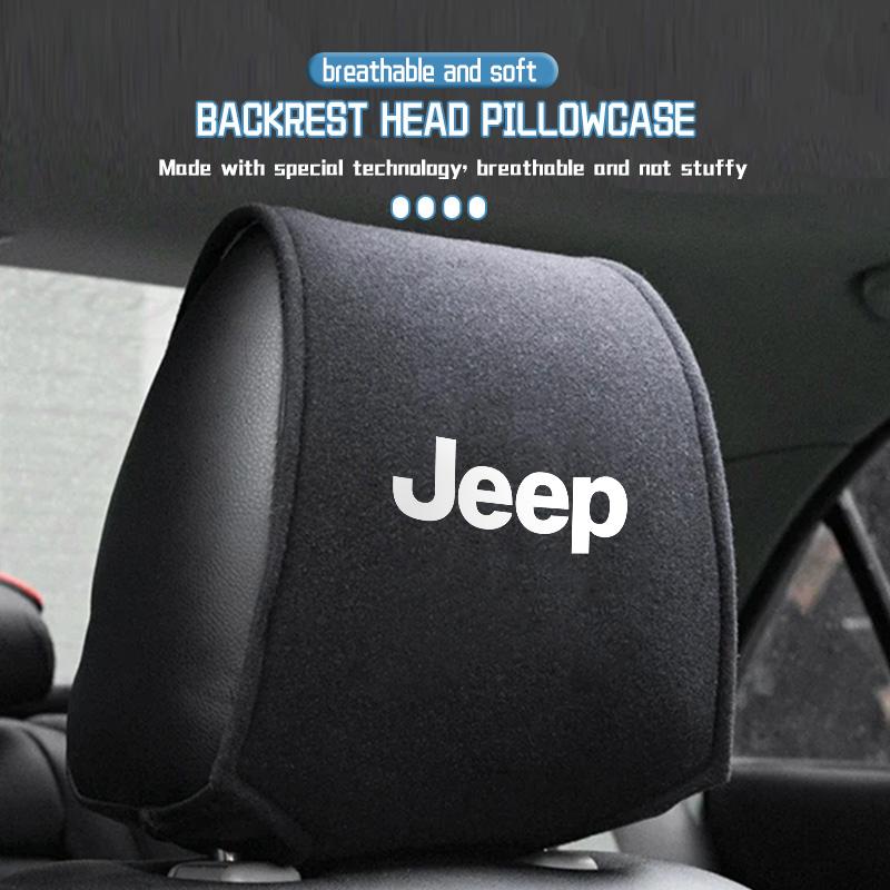 For Jeep Car Seat Headrest Cover Anti-Fouling Neck Pillow Protector Accessories Grand Cherokee Wrangler JK Renegade Gladiator AKX1