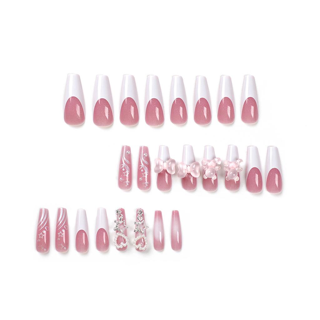 24 Pieces Butterfly Manicure Wearing Nail Piece Medium and Long Ballet Fake Nail Nail Sticker Nail Piece Nail Piece Wearing Nail Piece