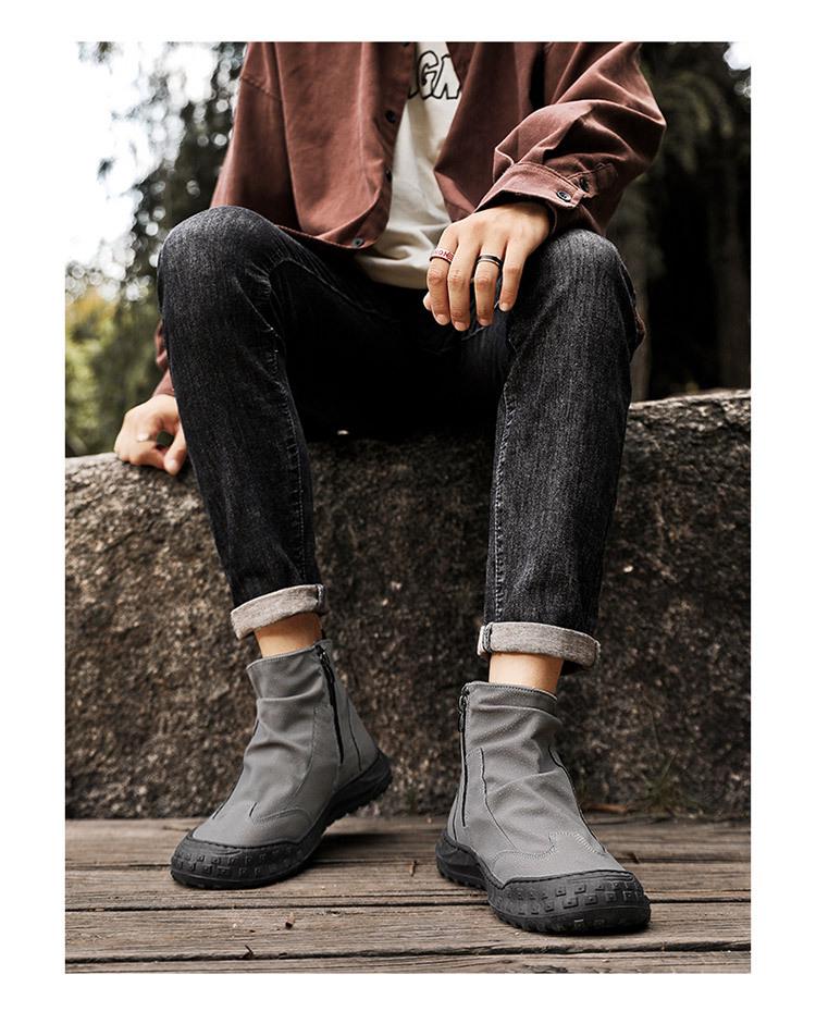 Men's High-Top Martin Boots: Breathable, Non-Slip, Trendy Workwear Shoes for Autumn