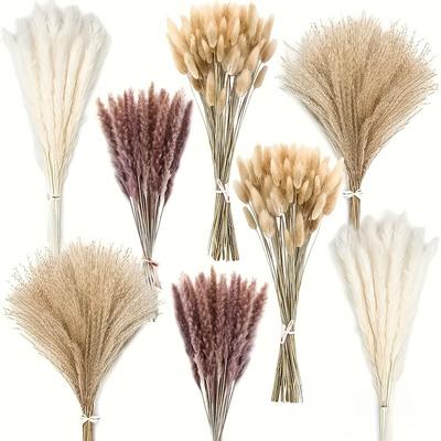 190τεμ. Μποέμ Μπουκέτο Τεχνητό Pampas Grass από Ρατάν - Ψεύτικα Λουλούδια για Διακόσμηση Σπιτιού σε Βάζο, Ευέλικη Ανοιξιάτικη Κληματαριά Επιτραπέζια Διακόσμηση - Χωρίς Δοχείο