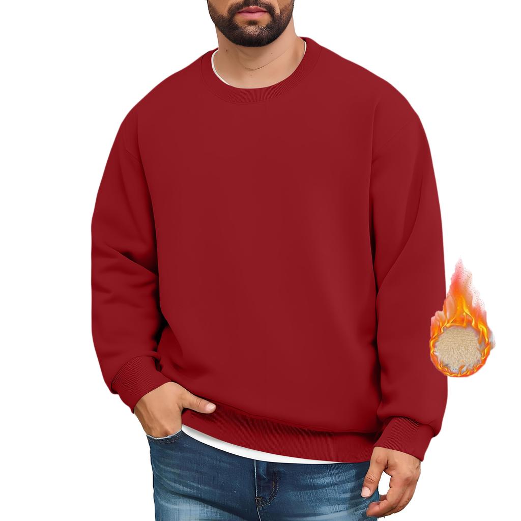 Men's Lined Sweatshirts Premium Heavy-weight Fleece Pullover Thick Thermal Sweatshirts