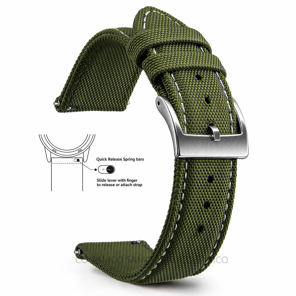 Superior Sailcloth European Watch Bands, Premium Nylon Watch Bands, 18mm 20mm 22mm Quick Release Watch Straps, for Men Women