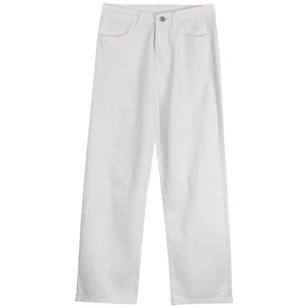 Women's High-Waisted White Wide-Leg Jeans - Summer 2025 Slimming Straight-Leg Petite Floor-Length Pants