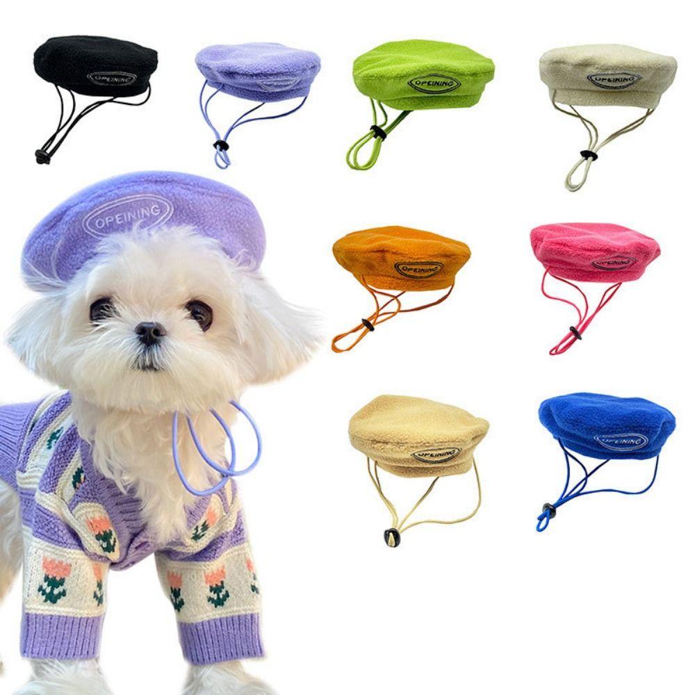 

Шерстяной декоративный берет для питомца, регулируемая шерстяная шапка для собак, модный берет для собак, реквизит для фотосъемки зелёный