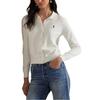 Polo Solid Color Polo Collar Button Long Sleeve Knit Sweater Women Sweater White WMPOSWENDW20438-100