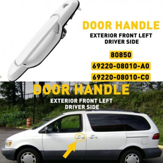Exterior Handle Door Front Driver White Left Side Fit 1998-2003 Sienna Toyota