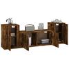 3 Piece TV Cabinet Set Smoked Oak Effect Particleboard