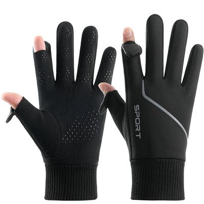 Winter Warm Gloves for Men Outdoor Riding Touch Screen Water-splashing and Windproof Plus Velvet Driving Finger Cold Proof Gloves