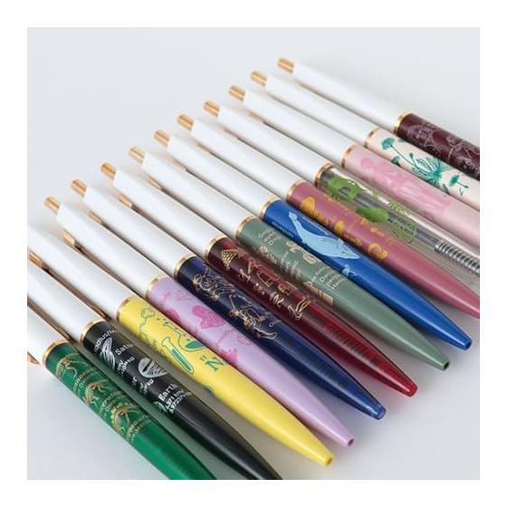 Green Flash STUDYHOLIC Ballpoint Pen Paleontology ST-205 Dinosaur Design Ultra-Low Viscosity Oil-Based Ink Black Ink Made in Japan