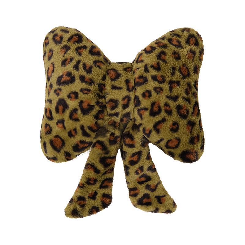 Bow Leopard Print Car Headrest Car Seat Decoration Neck Pillow Protection Pillow Plush Comfortable Seat Cushion Lumbar Support