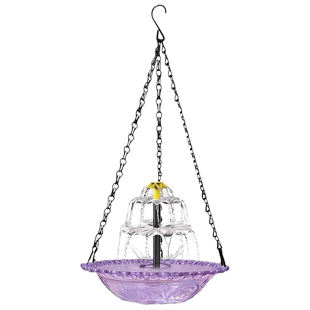 Hanging Solar Bird Bath Fountain Wildlife Feeder Bird Bath Bowl with Solar Powered Pump for Outdoor Garden Backyard Patio Lawn