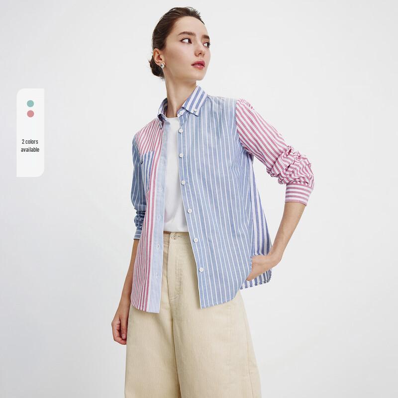 Navigare Women's 100% Cotton Striped Long-Sleeve Casual Shirt