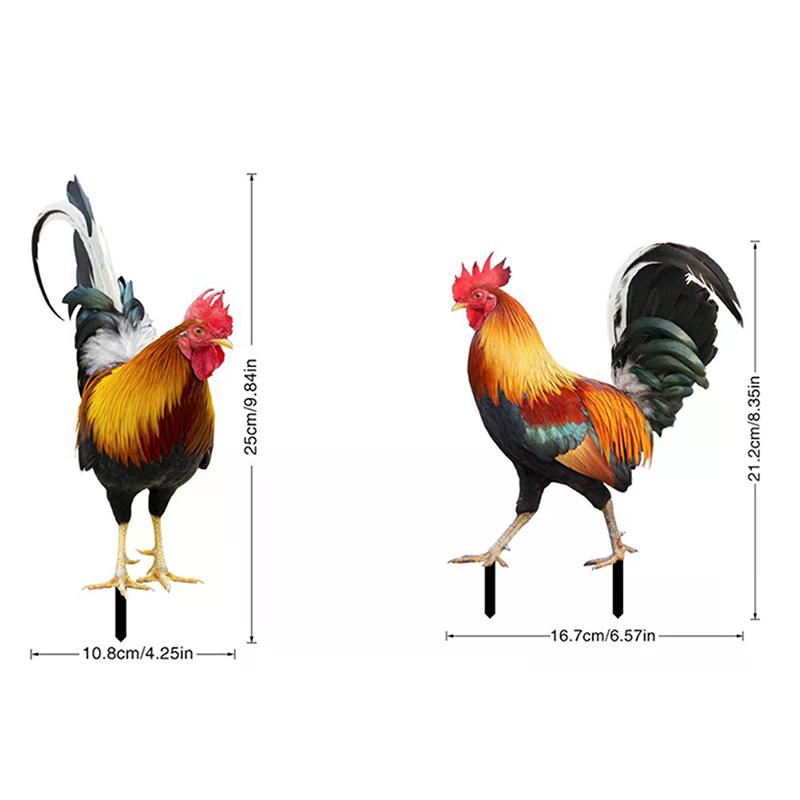 Acrylic Garden Rooster Statue Chicken Sculpture For Yard Decor Weatherproof Hen Figurine For Patio Backyard Home Decoration