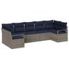 7 Piece Sofa Set with Cushions Grey Poly Rattan
