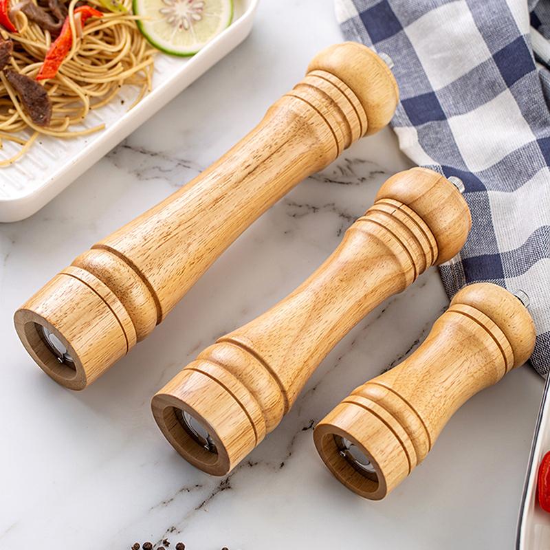 Wood Pepper Grinder Pepper Mill,Adjustable Coarseness 6/8/10 Inch Wooden Peppermill, Ceramic Grinding Mechanism Salt Mill