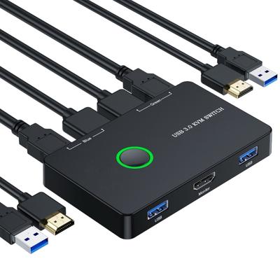 Selektor KVM USB 3.0 Adapter USB3.0 Kompatybilny z HDMI2.0 Pudełko do PC Skanera Drukarki Jeden Przycisk