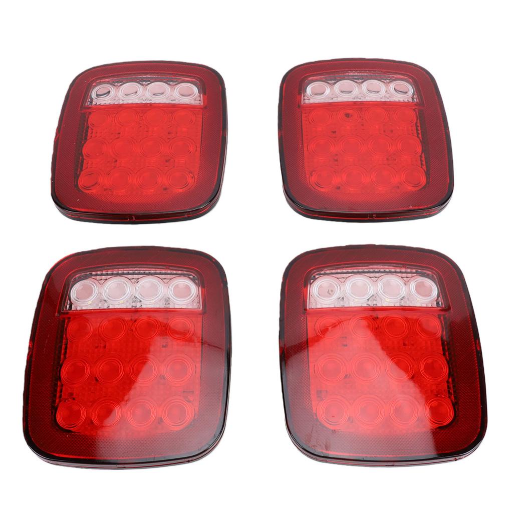 4x Universal 16 LED Stop Tail Turn Signal Backup Reverse Brake Light Universal for 12V Trailer Truck RV Caravan Heavy