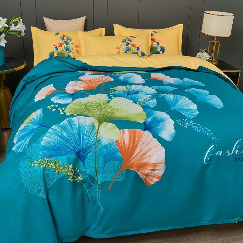 

3D digital printed thickened twill brushed quilt cover and pillowcase single and double bedding three-piece set DE 135x200cm