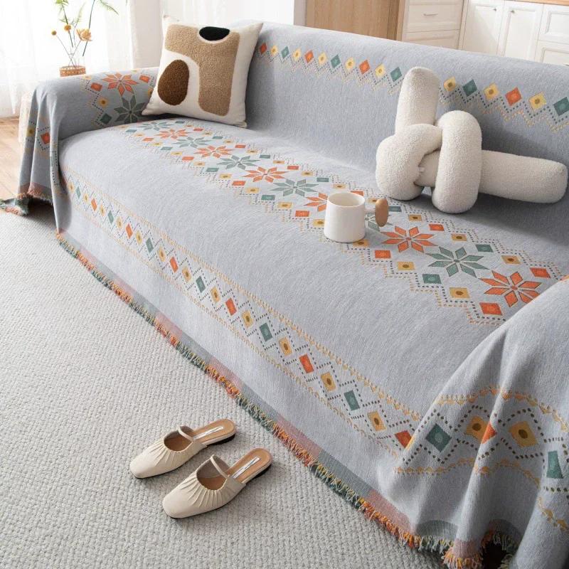 Bohemian Sofa Cover Cloth 2025 New All Seasons Universal Chenille Anti-cat Scratch Cushion Non-slip Full Cover Towel