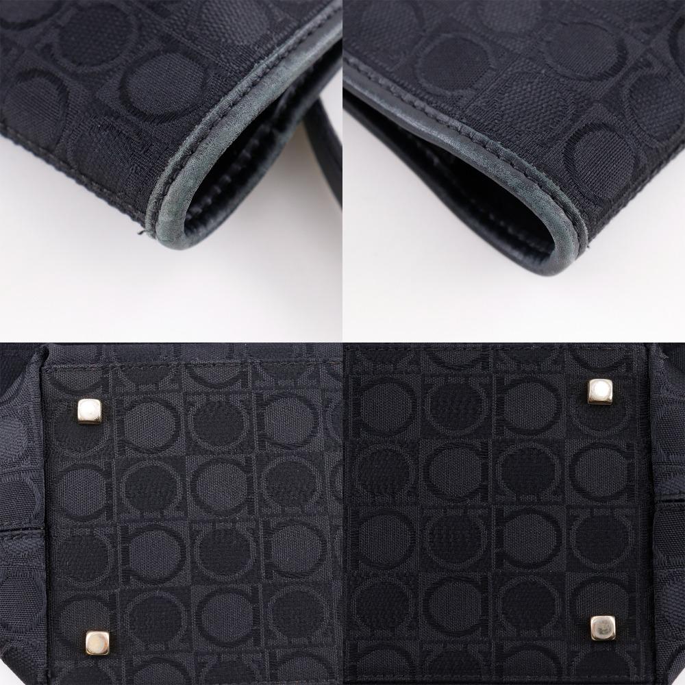 Salvatore Ferragamo Gancini Tote Bag AU-21-2812 Black Nylon Canvas Women Used