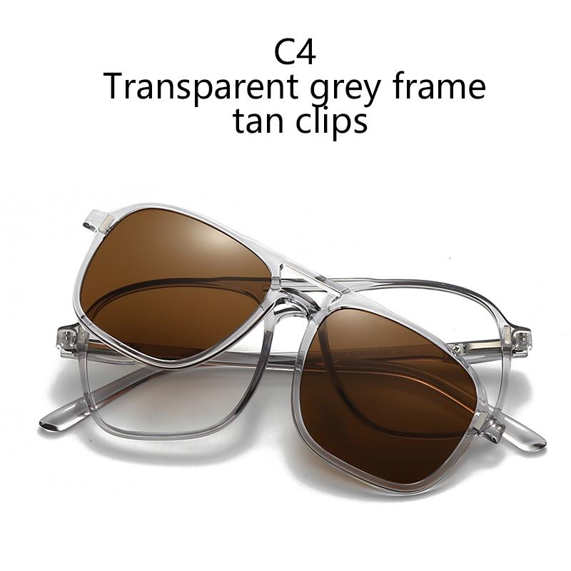 Transparent Frame 2333A 6PCS Magnetic Polarized Clip On Sunglasses Plastic Frame For Night Driving Sunglasses UV400