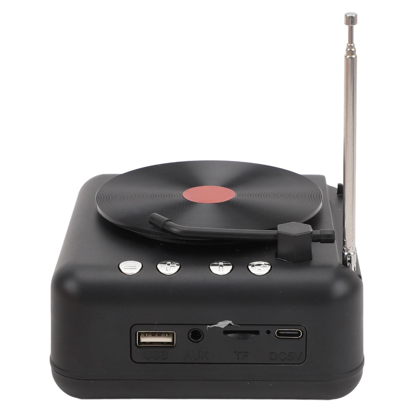 

Виниловый проигрыватель динамик 360 градусов стерео винтажный беспроводной BT тяжелый бас портативный проигрыватель виниловая пластинка чёрный