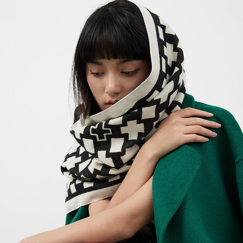 Schal Damen Vielseitig Lang Beidseitig Büro Imitation Kaschmir Stola Schal Doppelzweck Verdicktes Cape