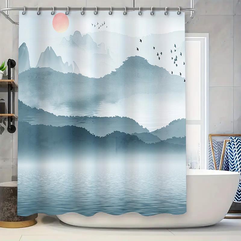

Discover Tranquil Nature Art Collection Misty Mountains Meet Serene Waters Birds In Flight Waterproof Durable Elevate Space W60H190(CM)-1 Pcs