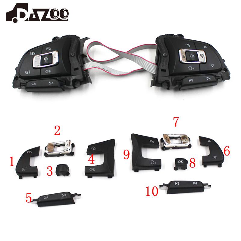 

Для VW Golf 7 MK7 VII Многофункциональная кнопка рулевого колеса Громкость / OK / Круиз / Вниз / Вверх / RES SET / Режим Ключевая декоративная крышка