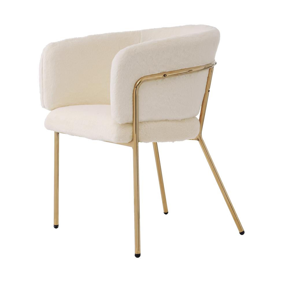 Leisure Chair, Set of 6, Dressing Chair, Light Luxury, with Four Metal Support Legs, Imitation Rabbit Down, White[OLD SKU:WF317938AAB-6]
