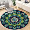 1pc Peacock Feather Mandala Office Round Area Rug, Under Office Chairs Bedroom Living Room Home Decor, Room Deco