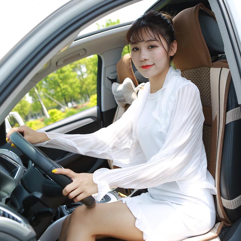 

Summer Pleated Chiffon Cardigan with Ruffle Scarf for Sun Protection One Size