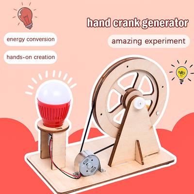 Generatore manuale in legno fai da te Studenti Bambini Scienza Fisica Giocattolo Pratico