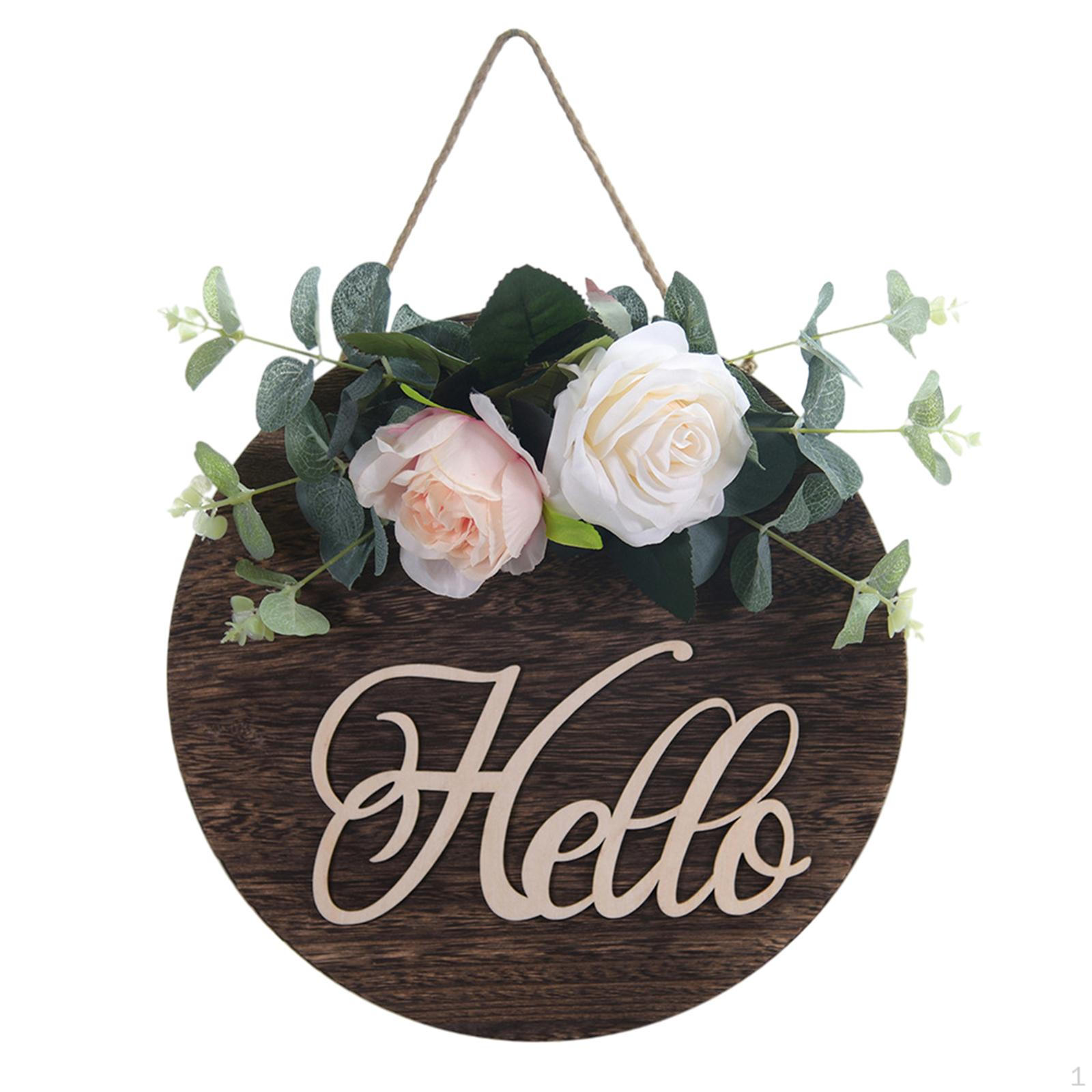 Flower Welcome Wreath Garland, Decorative Hanging Sign for Wedding Rose