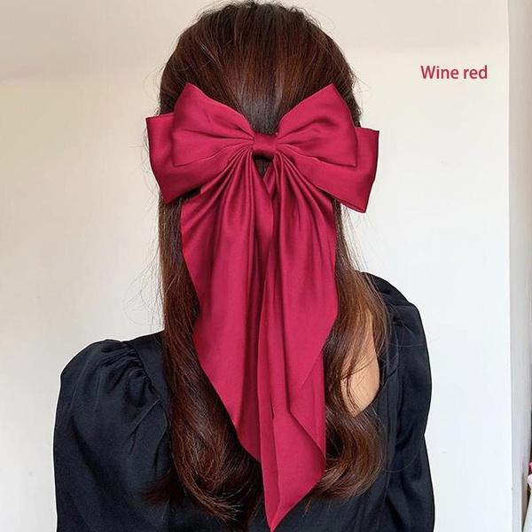 

Лента бант заколка для волос большая винтажный стиль заколка пружинная заколка аксессуар для волос головной убор аксессуар вино красного