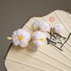 Velvet Plum Blossom Hair Clip with Tassel - Ancient Style Headdress for Autumn/Winter