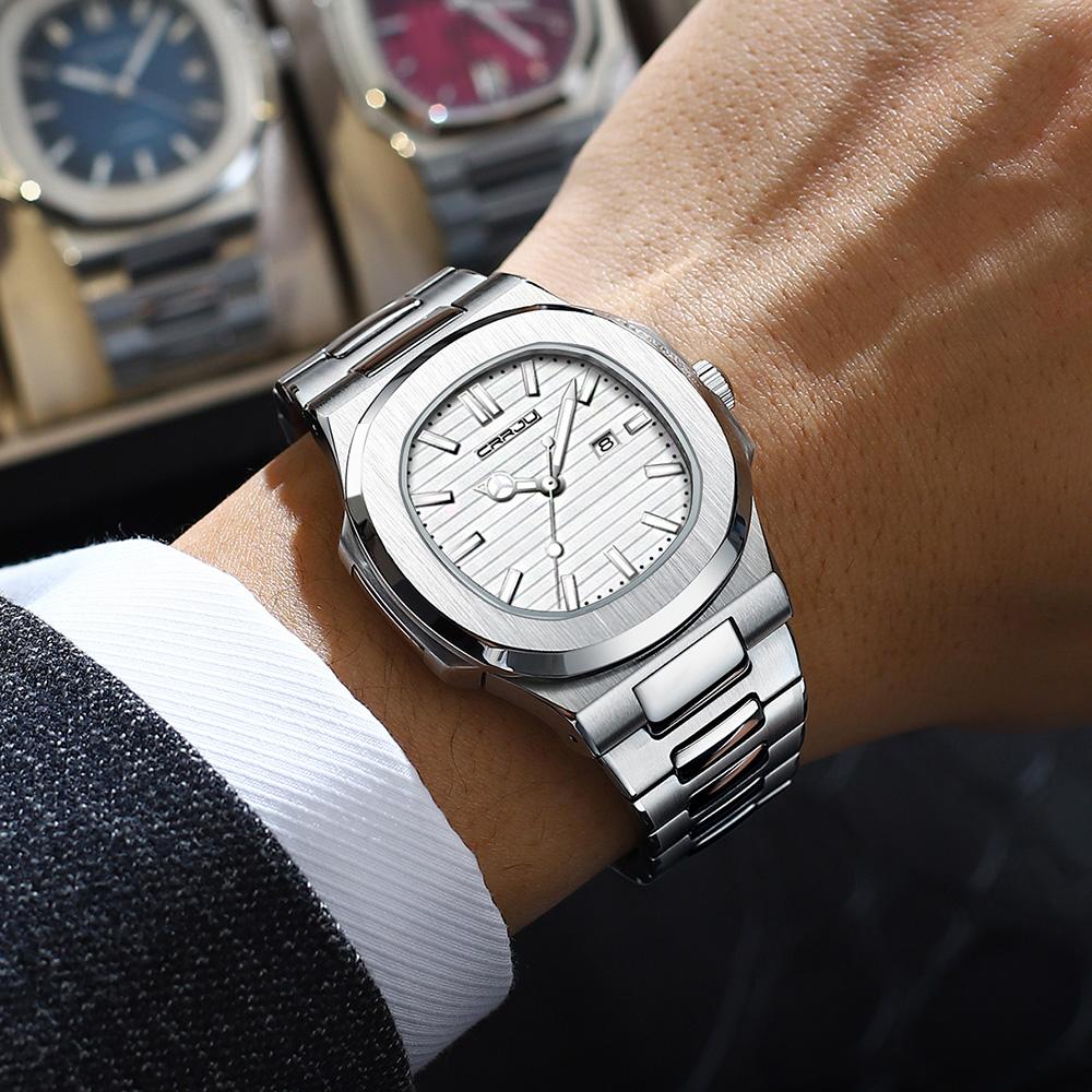 Luxury Man Wristwatch Business Stainless Steel Quartz Men Watch Waterproof Luminous Date Square Men's Watches Clock