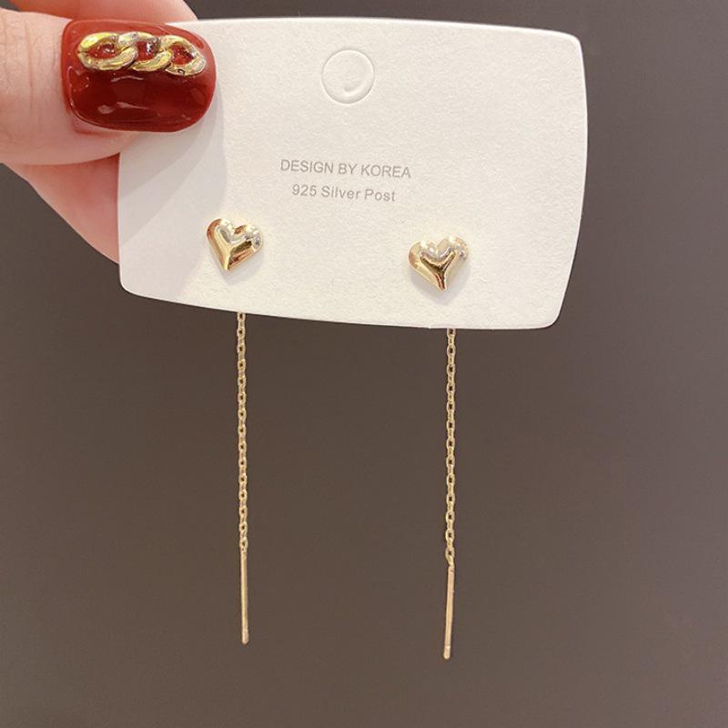 2025 Trendy Heart Drop Earrings - Women's Elegant Thread Design