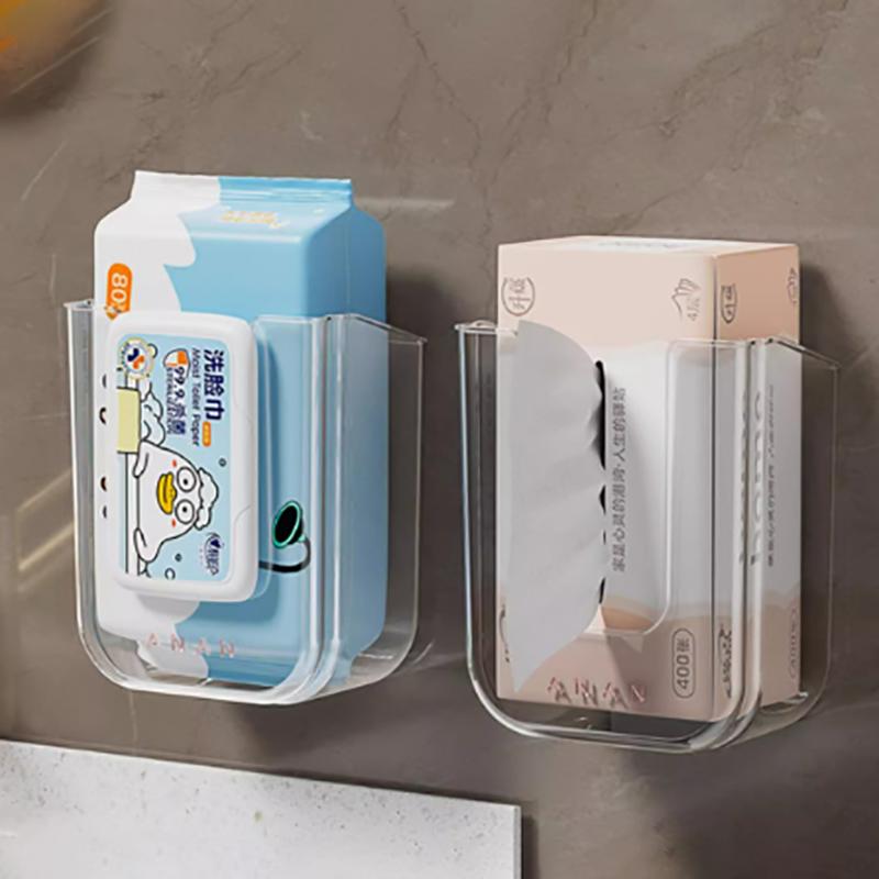 Wet Wipe Box Wall Mounted Wipe Tissue Organiser Box Self-Adhesive Paper Towel Dispenser For Kitchen Bathroom