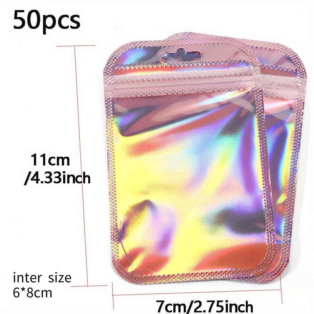 Laser Rainbow Self Sealing Bag Reusable Sealed Zipper Lock Packaging Bag Earrings Necklaces Hair Accessories Wrapping Pouch Product Storage Sack