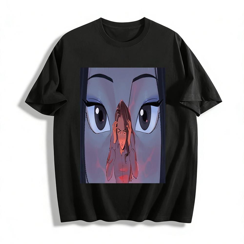 

Anxiety Themed Printed Long Sleeve Tops Casual Loose Tees For Urban Trendy Outfits Pure cotton T-shirt 6XL
