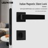Fechadura de Porta Magnética Silenciosa Minimalista Italiana com Maçaneta Dividida Quadrada para Quarto e Banheiro