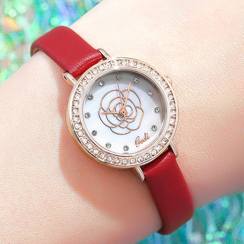With Dial Diamond Round Belt Wrist Women'S Watch Fashionable And Fresh Student Casual Women'S Watch
