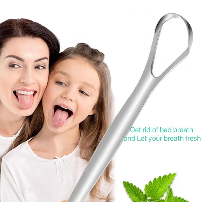 Clean Tongue Scraper Stainless Steel Tongue Remover Tongue Coating Halitosis Oral Care Scraping Brush Tongue Oral Cleaner Tools