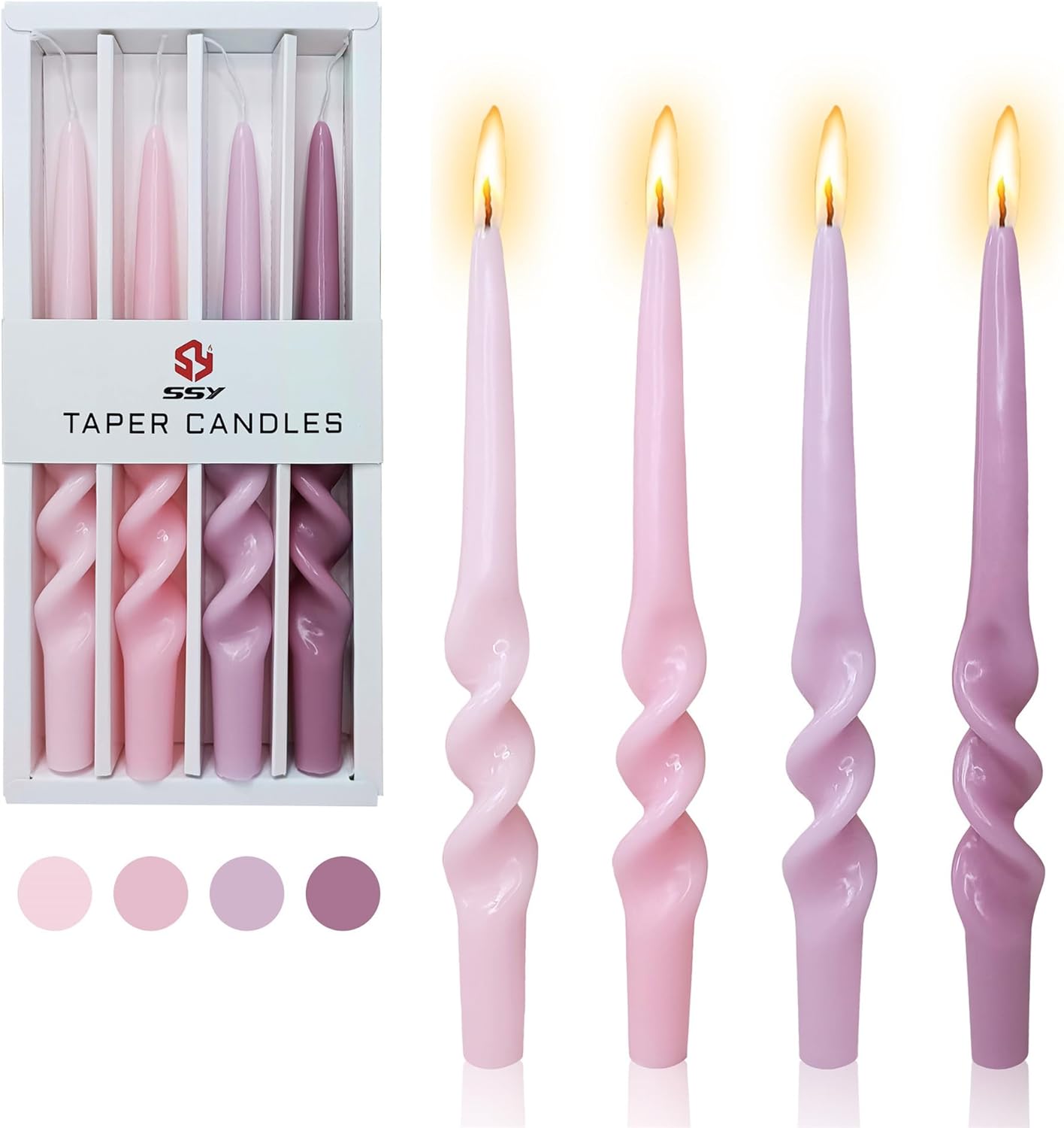 Spiral Taper Candles Smokeless Dinner Twisted Candlesticks Handmade for Wedding Home Decor Special Occasions & Celebrations 9.5inche(24.13cm)